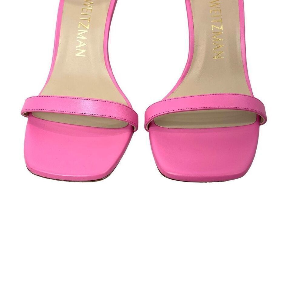 NEW Stuart Weitzman Nudistlucite Leather clear Wedge Sandals Size 8 barbie pink - Picture 2 of 11